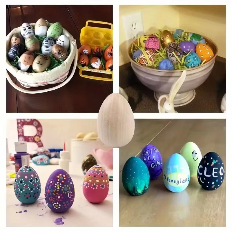 Party Games Easter Egg - Высококачественные деревянные пасхальные яйца для раскрашивания,
